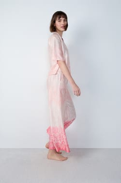 Wide-Leg Patterned Satin Pajama Pants;${refinementColor}