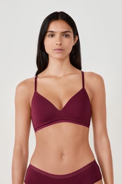 Wireless triangle bra with lightly lined cups in cotton;${refinementColor}