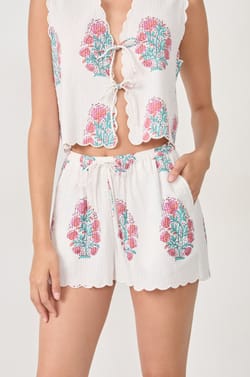 Cotton printed pyjama shorts;${refinementColor}