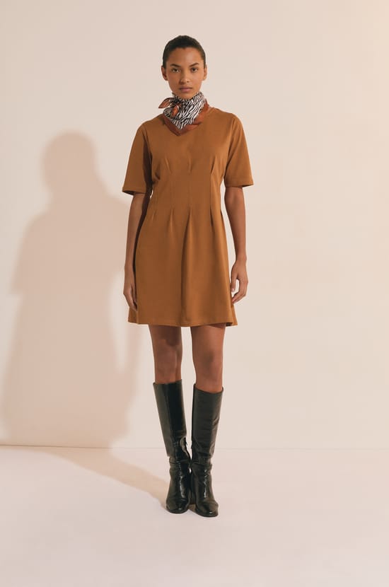 Vestido corto de algod&oacute;n;${refinementColor}