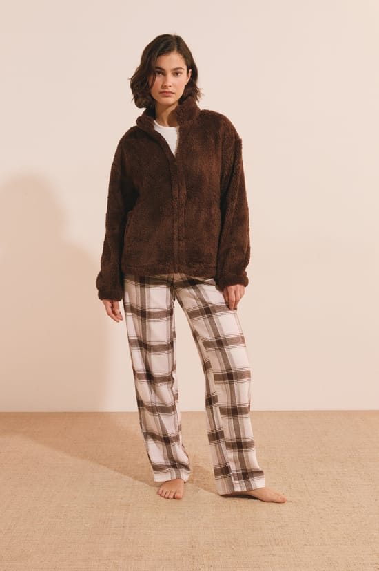 Ensemble de pyjama 3 pi&egrave;ces avec bas en coton &agrave; carreaux;${refinementColor}