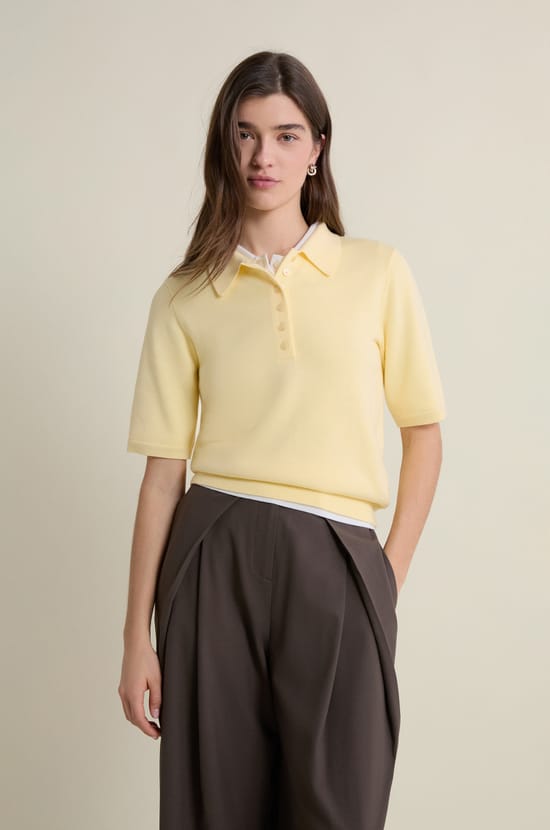 Short-sleeved Polo Neck Sweater;${refinementColor}