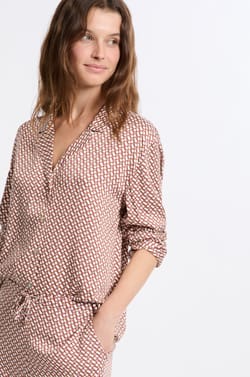 Patterned Pajama Shirt;${refinementColor}