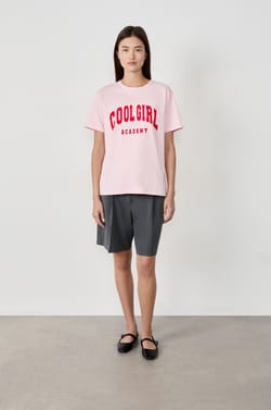 Cotton T-shirt with "Cool girl academy" print;${refinementColor}