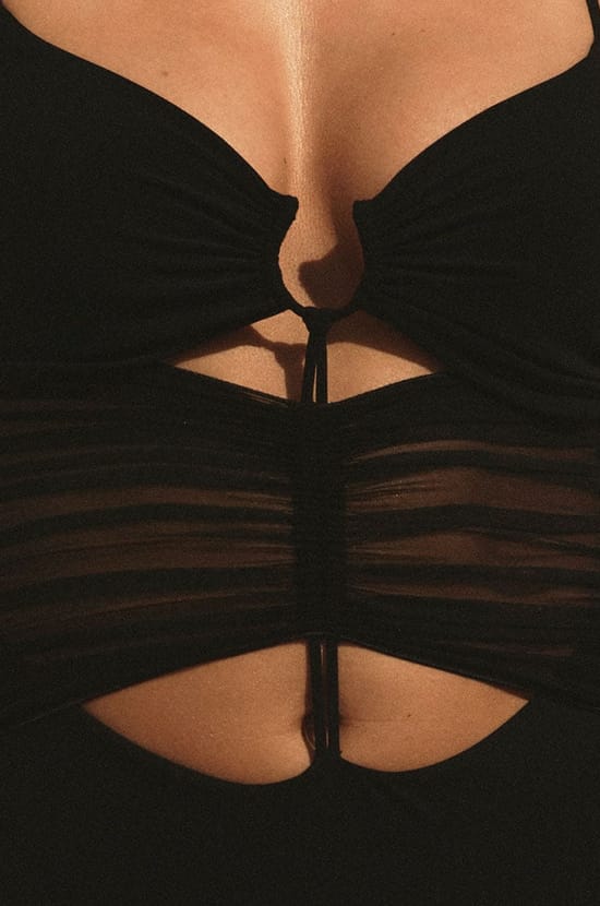 One-Piece Swimsuit With Tulle Details;${refinementColor}