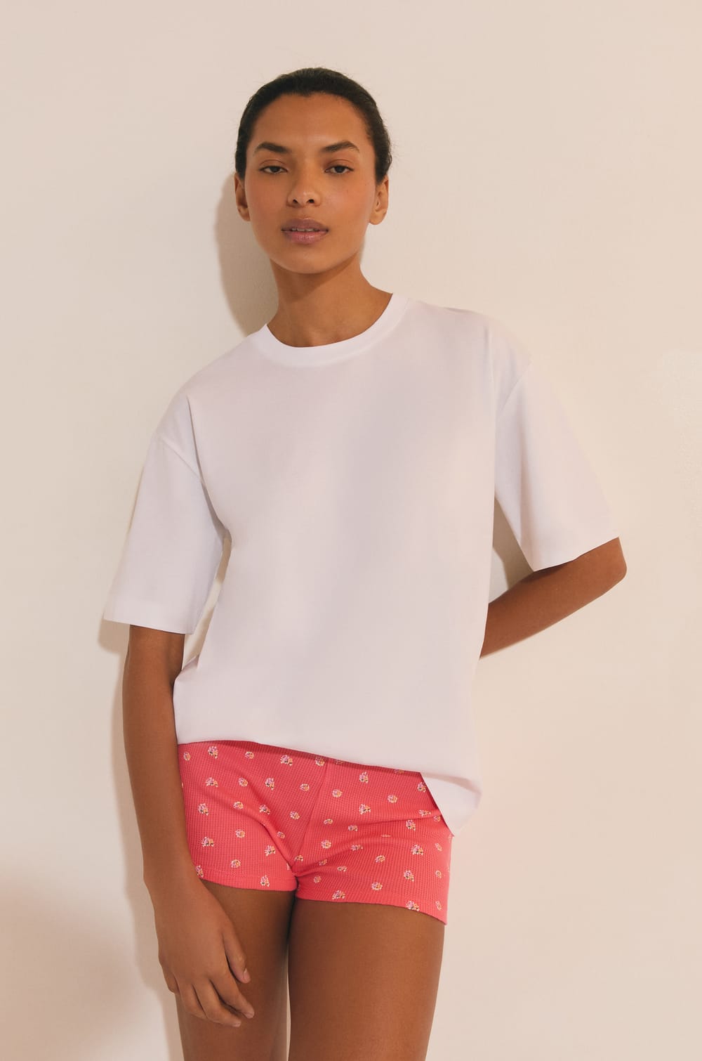 T-shirt de pyjama manches courtes en coton;${refinementColor}