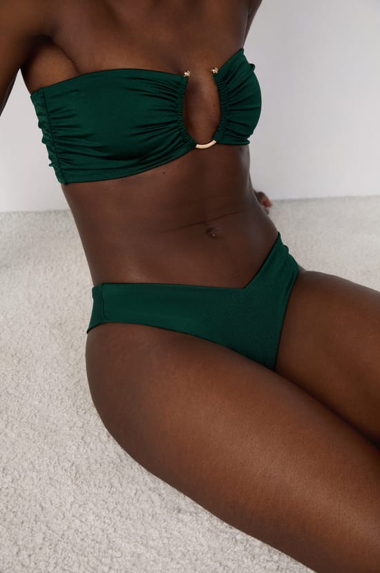 High-leg Brazilian bikini bottom satin swimwear;${refinementColor}