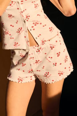 Cotton Pyjama Shorts with Tomato Print;${refinementColor}