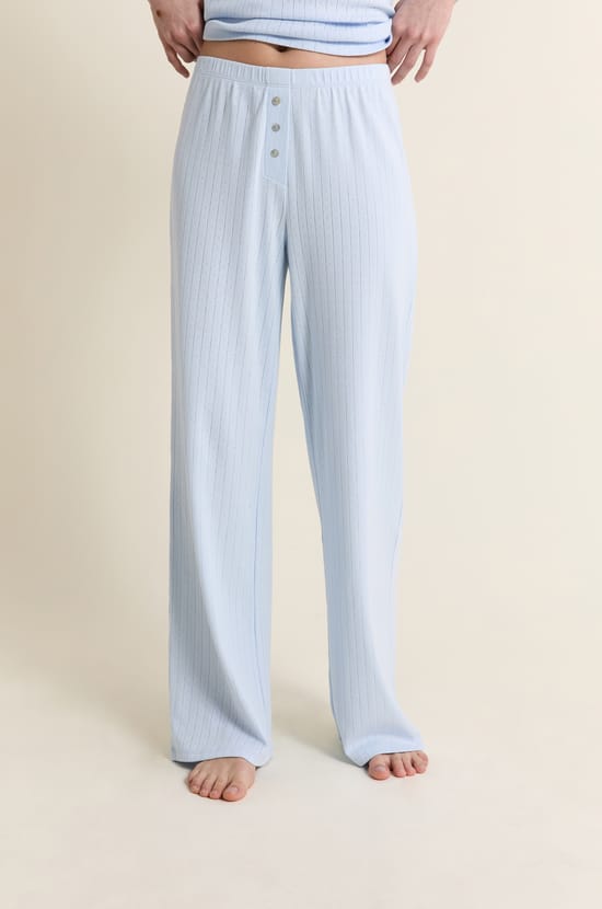 Pantalon de pyjama en coton en pointelle;${refinementColor}