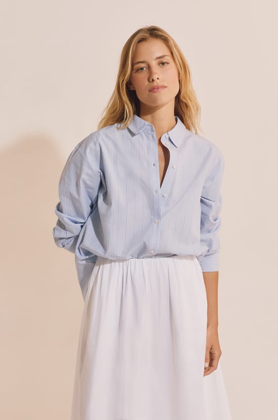 Chemise &agrave; rayures avec coton;${refinementColor}
