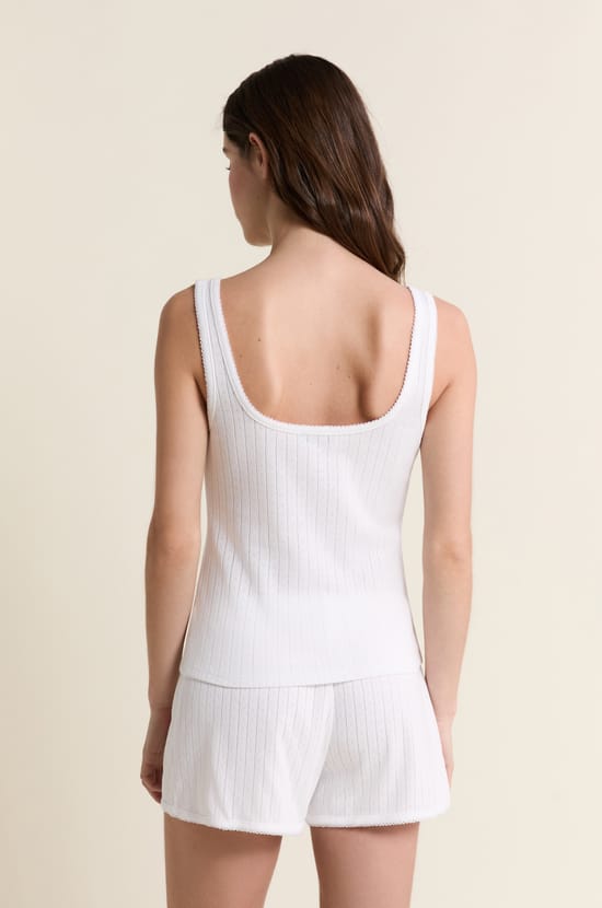 D&eacute;bardeur de pyjama en coton en pointelle;${refinementColor}