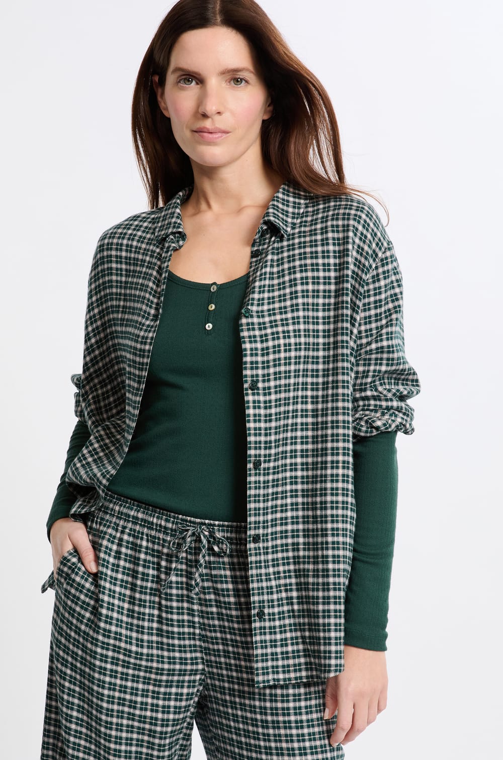 Chemise de pyjama &agrave; carreaux;${refinementColor}