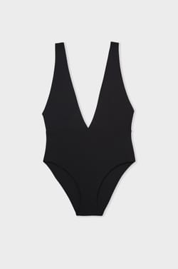 One-piece swimsuit with plunge neckline;${refinementColor}