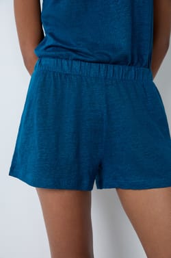 Linen Pyjama Shorts;${refinementColor}