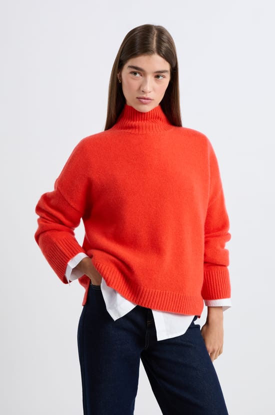 Pull col roulé en cachemire;${refinementColor}