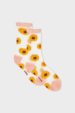 Chaussettes transparentes &agrave; motifs fleurs Coucou Suzette;${refinementColor}