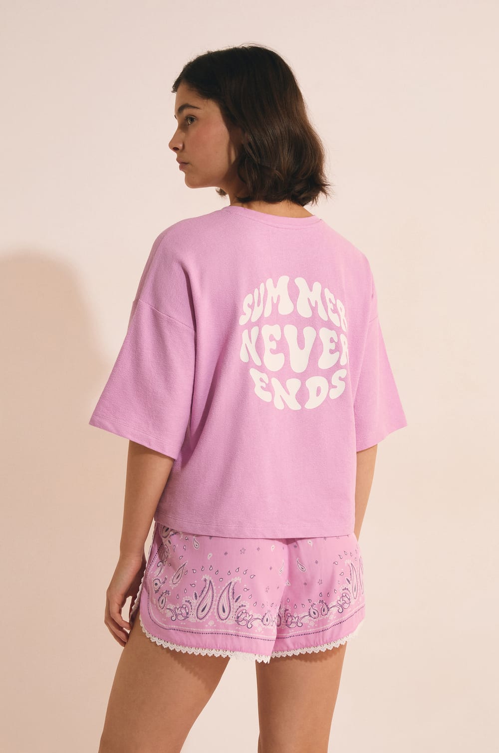 T-shirt de pyjama manches courtes en coton;${refinementColor}