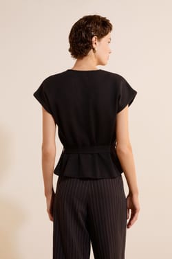 Cardigan &agrave; manches courtes avec lien &agrave; nouer;${refinementColor}