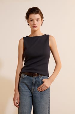 T-shirt sans manches en coton;${refinementColor}