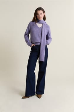 Pull col V avec &eacute;charpe int&eacute;gr&eacute;e;${refinementColor}