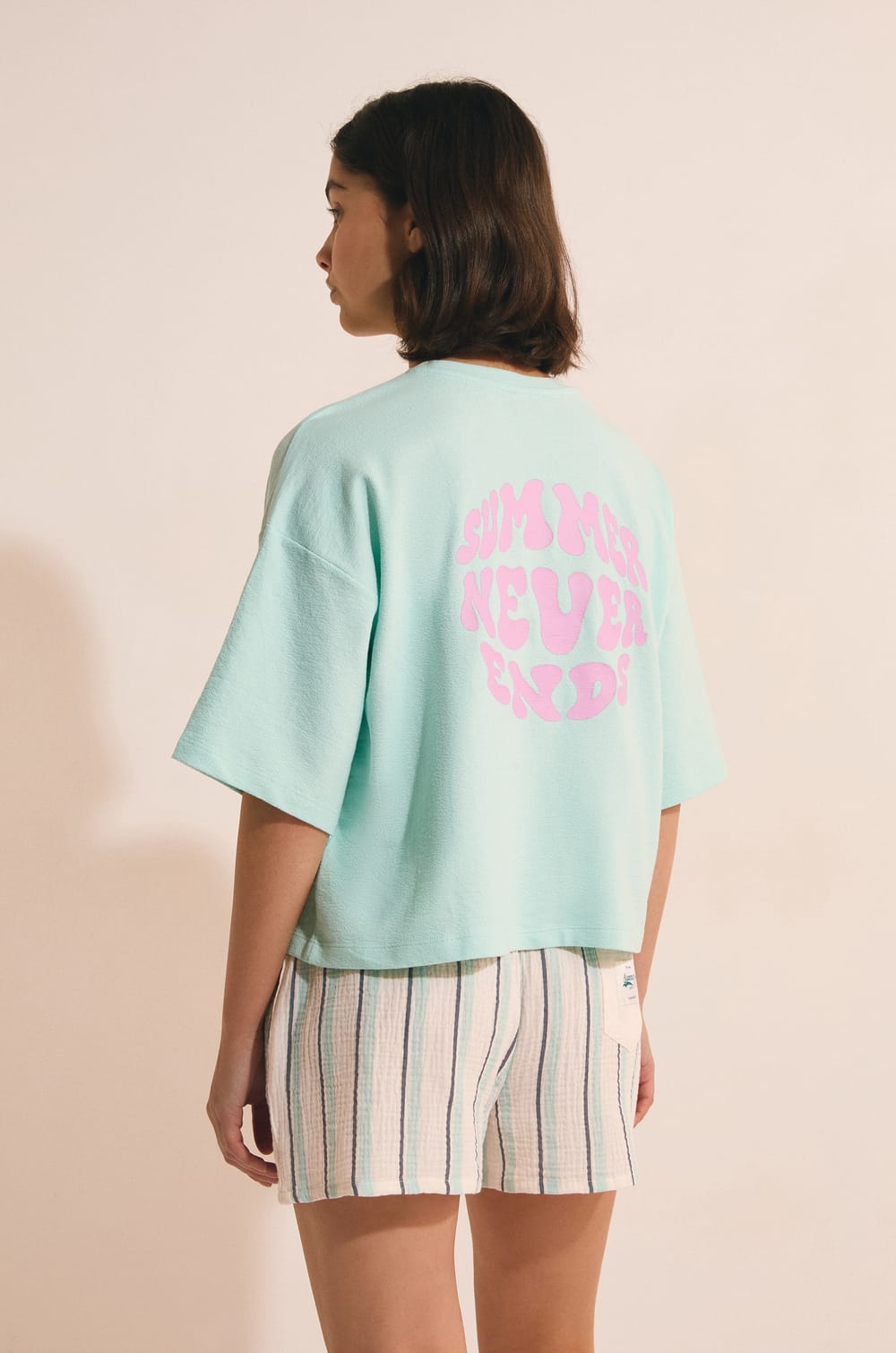 T-shirt de pyjama manches courtes en coton;${refinementColor}