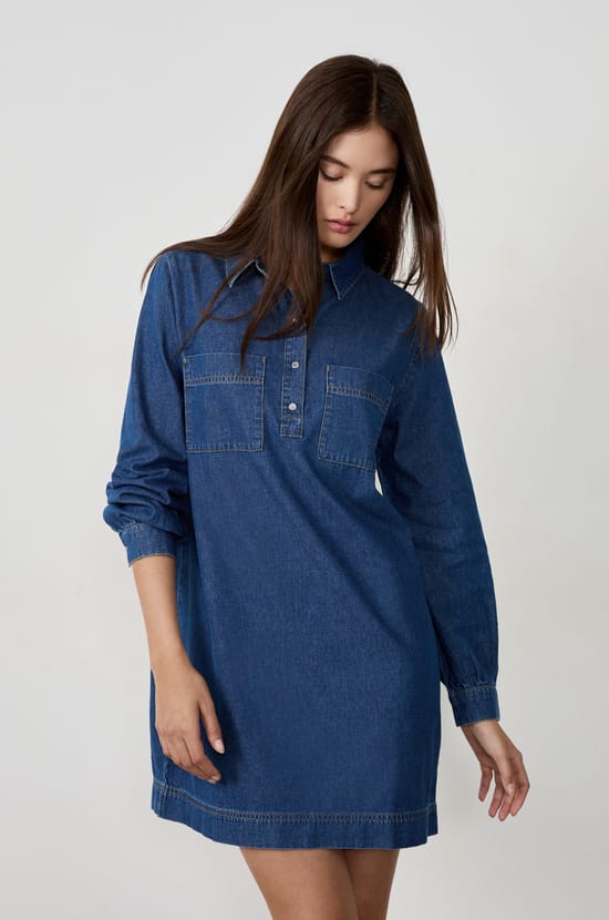 Robe manches longues en coton;${refinementColor}