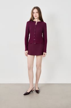 Long-sleeved ribbed cardigan;${refinementColor}