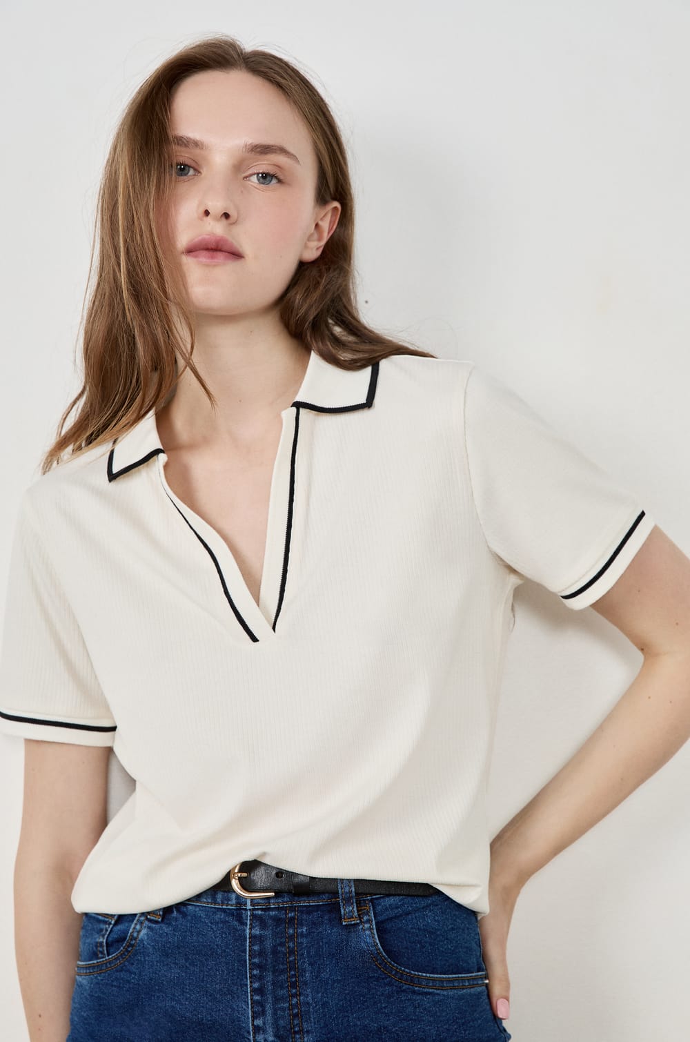 Polo manches courtes en coton;${refinementColor}