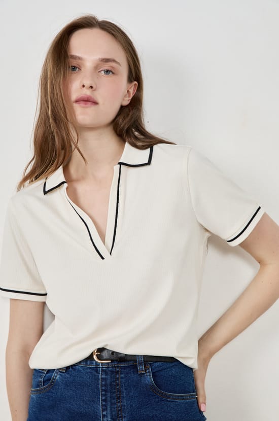 Polo manches courtes en coton;${refinementColor}
