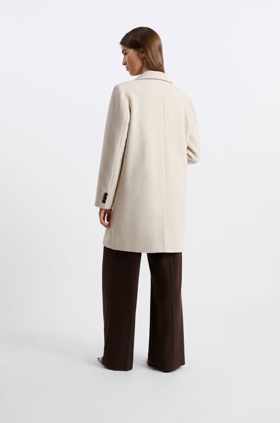 Short Straight-Cut Coat with Wool;${refinementColor}