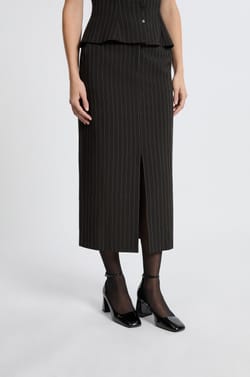 Jupe longue &agrave; rayures avec fente;${refinementColor}