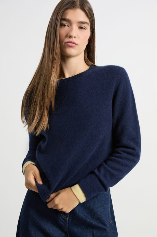 Round Neck Cashmere Sweater;${refinementColor}