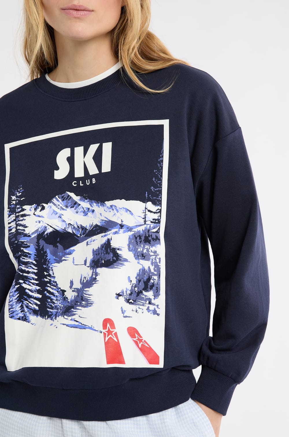 Sudadera de algodón con estampado de paisaje de esquí;${refinementColor}