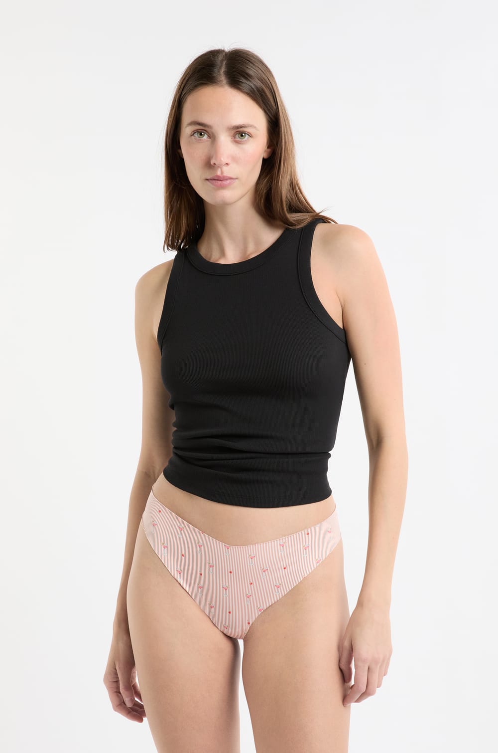 Seamless Microfibre Tanga with Patterns;${refinementColor}