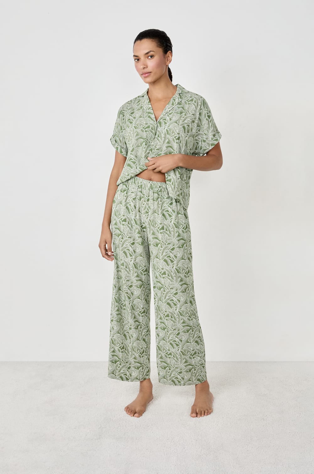 Printed Pajama Pants;${refinementColor}