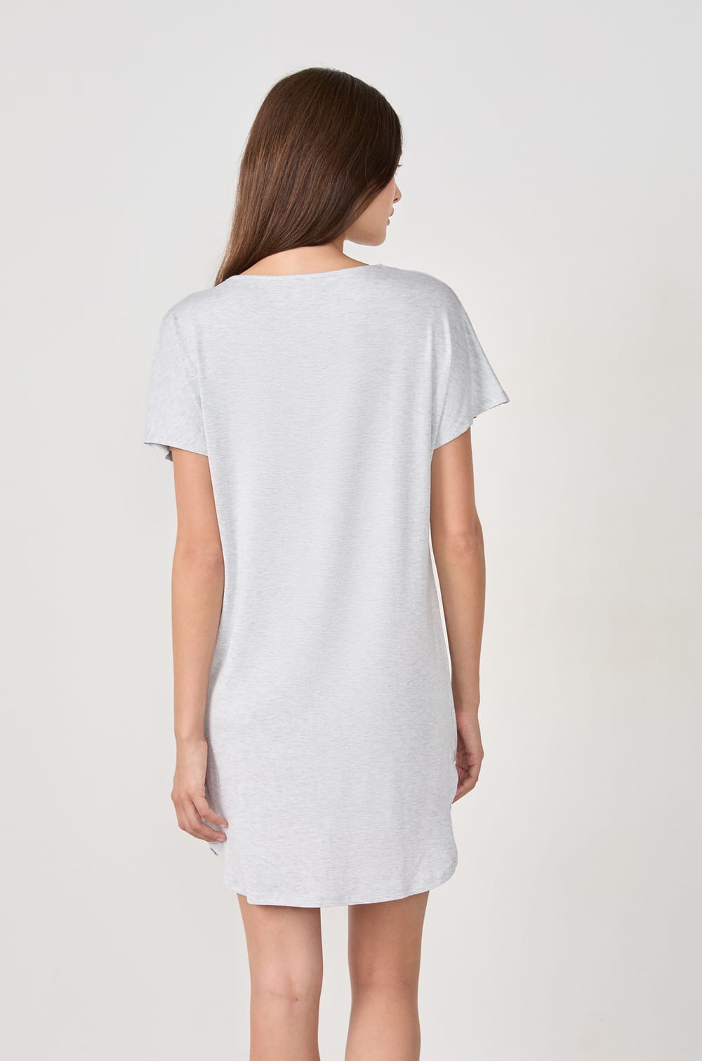 Modal Nightshirt With Lace Neckline;${refinementColor}