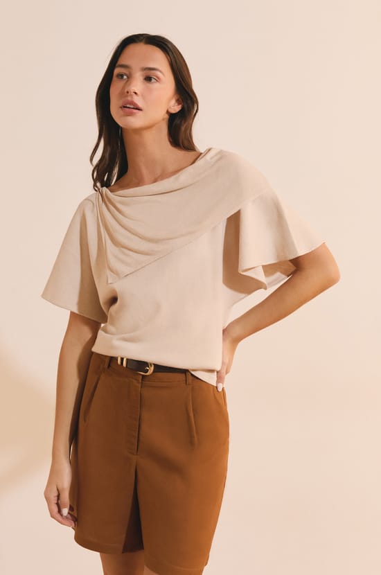 T-shirt manches courtes drap&eacute;;${refinementColor}