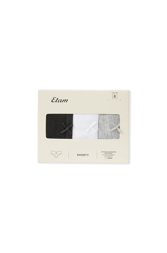 Pack of 3 Organic Cotton Boyshorts;${refinementColor}