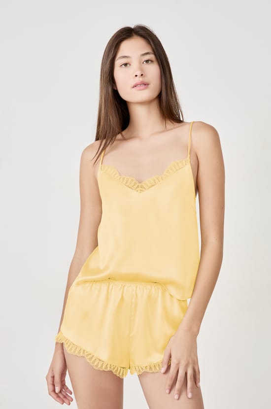 Top de seda con detalles de encaje;${refinementColor}