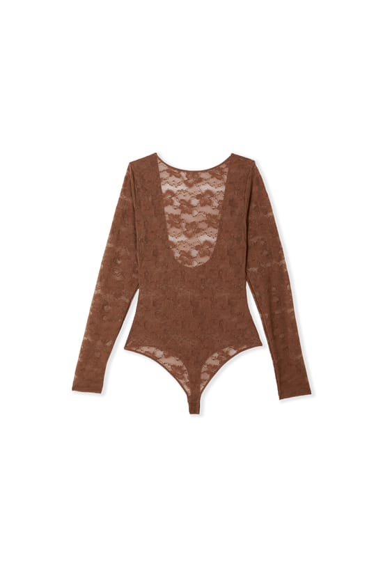 Long-sleeved Lace Bodysuit;${refinementColor}