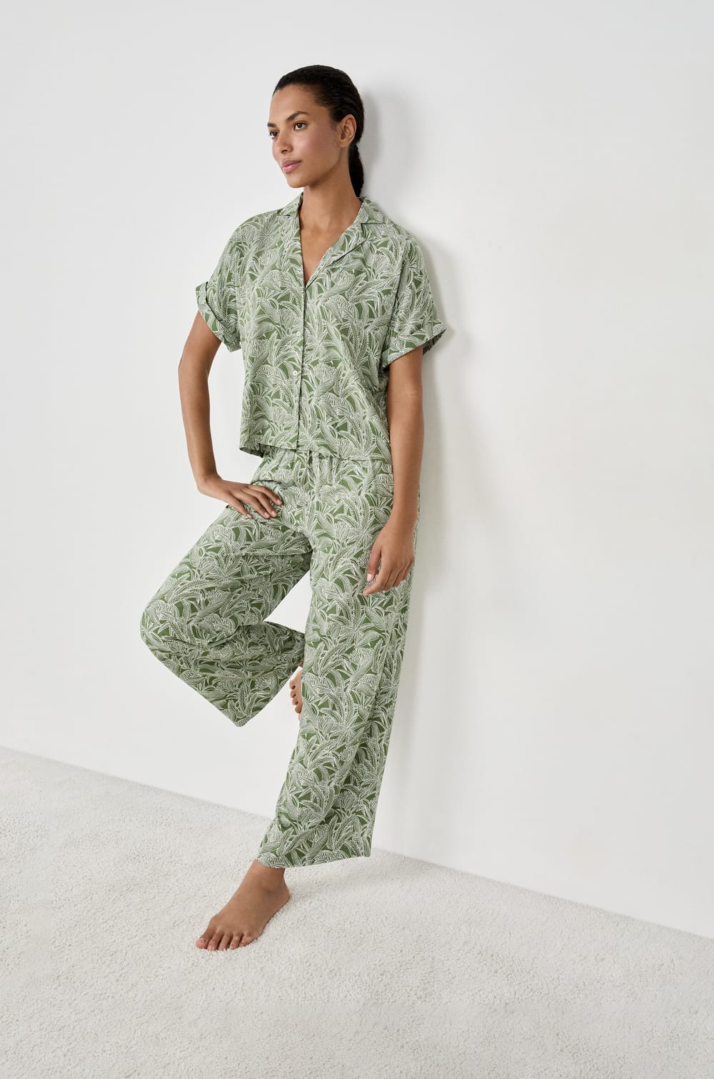 Printed Pajama Pants;${refinementColor}