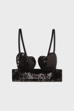 Soutien-gorge bustier coeur coques fines en sequins;${refinementColor}