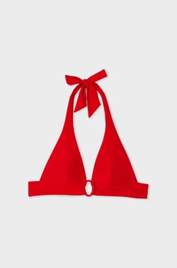 Triangle bikini top with ring detail;${refinementColor}