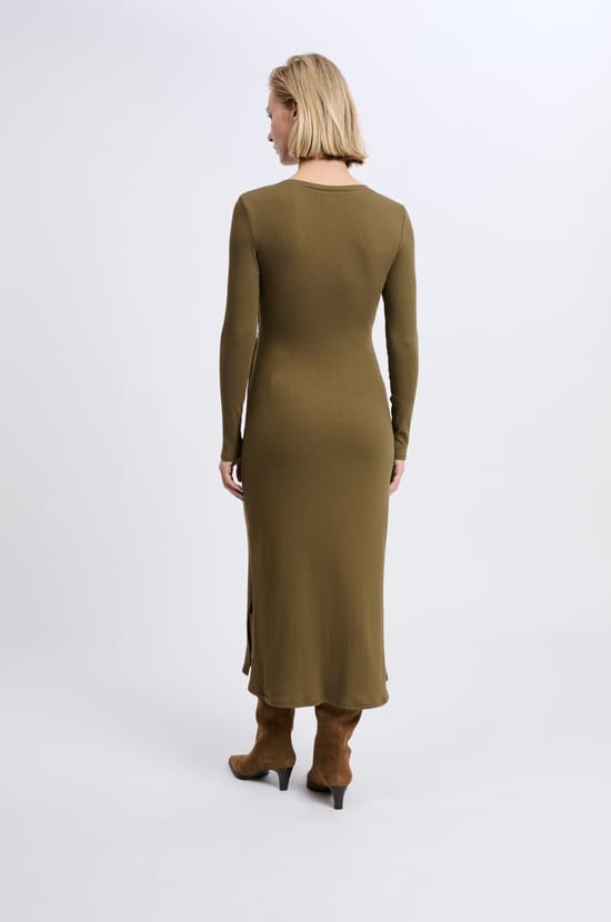 Dress with tie detail in cotton;${refinementColor}