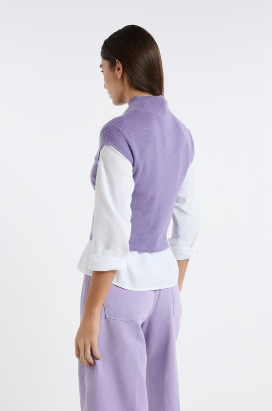 Pull sans manches col montant;${refinementColor}