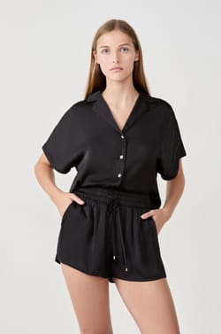 Satin shorts with drawstring;${refinementColor}