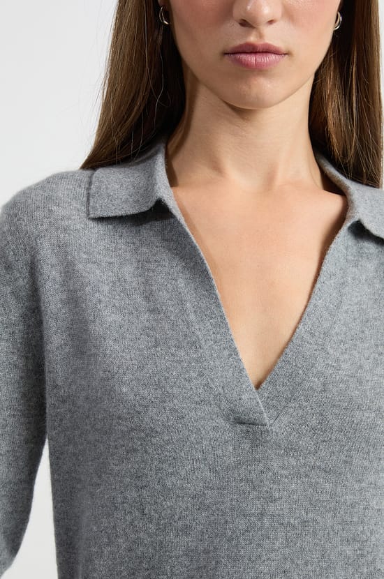 Pull col polo en cachemire;${refinementColor}