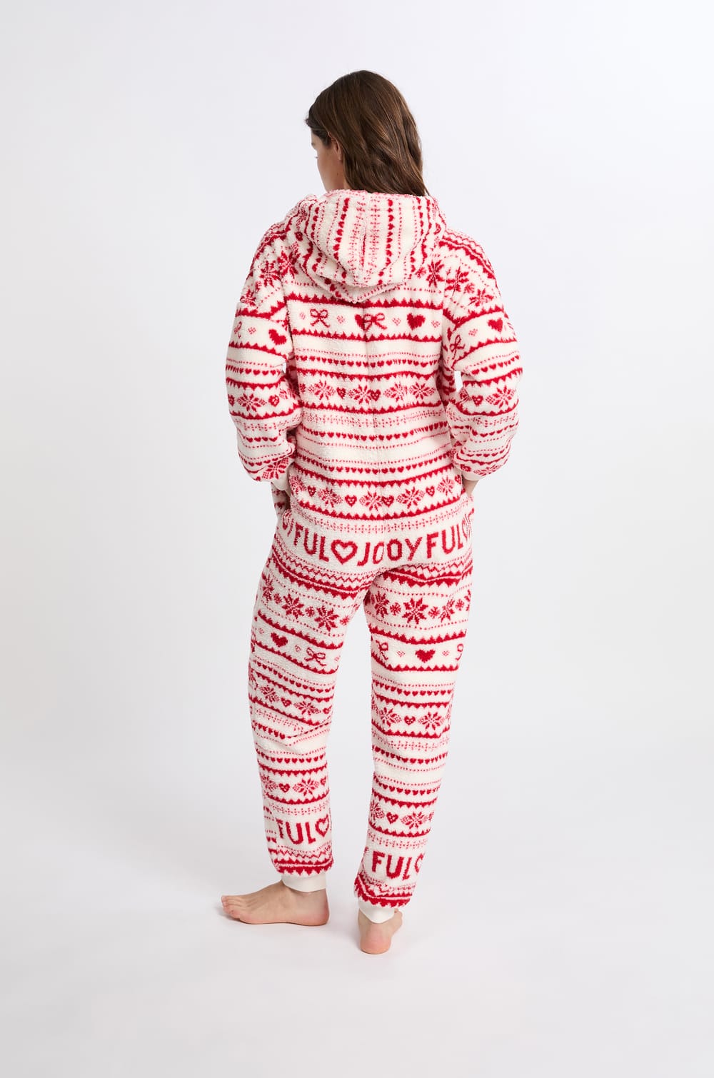 Combinaison de pyjama à motifs avec capuche;${refinementColor}