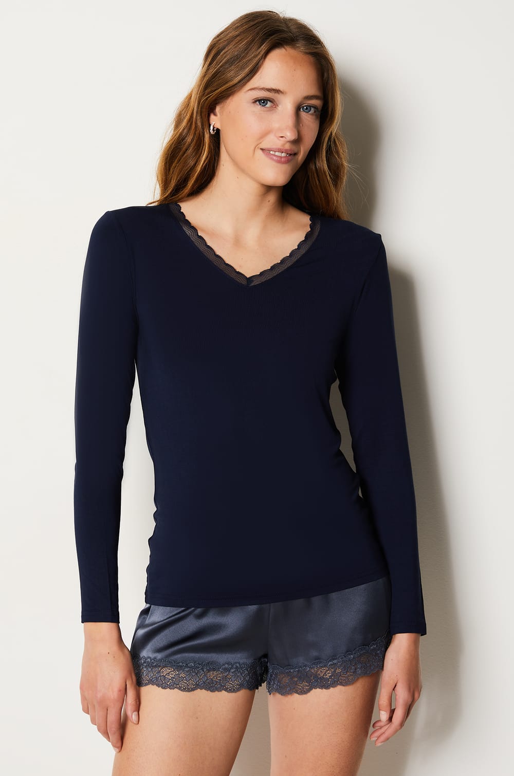Long Sleeve Thermal Knit T-Shirt;${refinementColor}