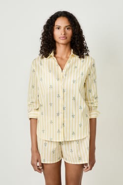 Cotton pyjama shirt with patterns;${refinementColor}
